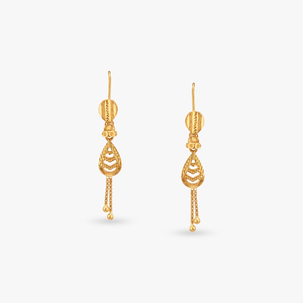 Chevron Teardrop Gold Hoop Earrings,,hi-res image number null