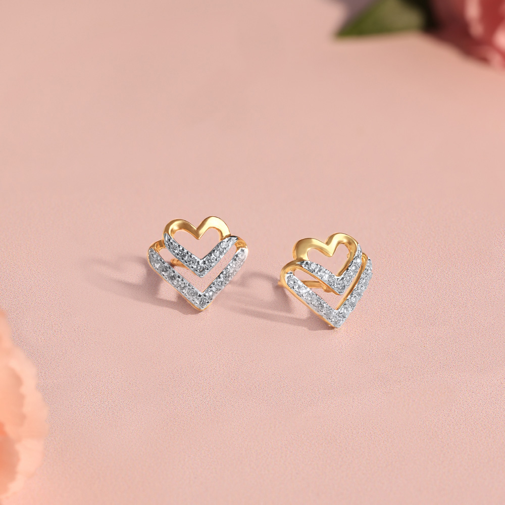 Dazzling Heartbeat Diamond Stud Earrings,,hi-res image number null