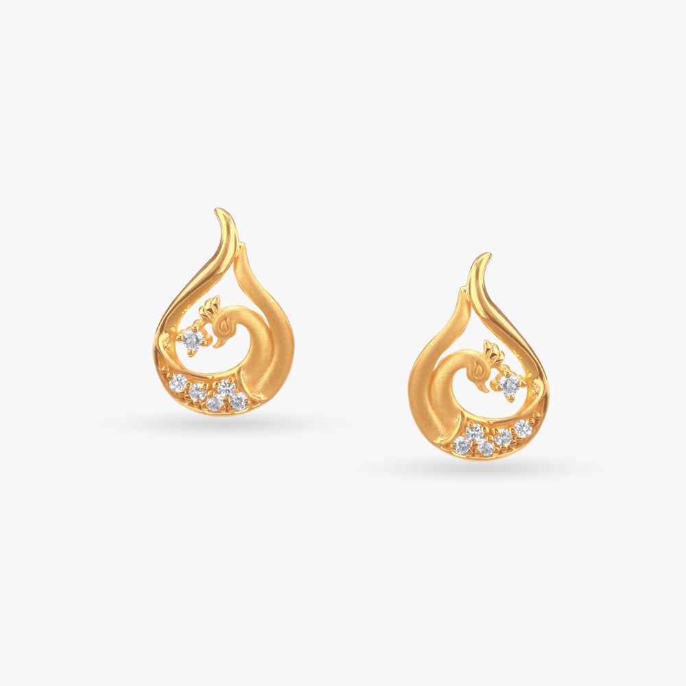 

Peacock Crest Gold Stud Earrings