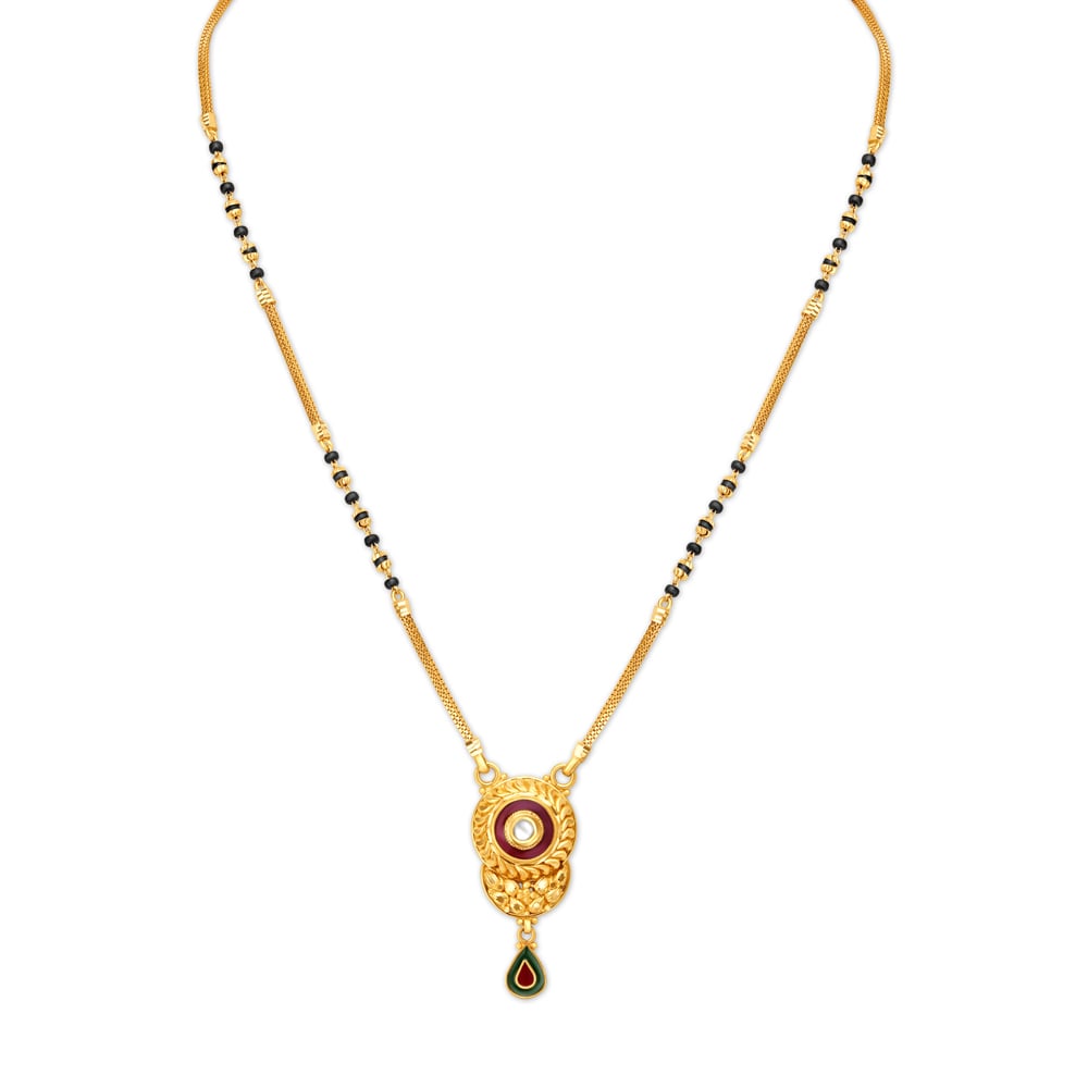 Carved Floral Motif Gold Mangalsutra,,hi-res image number null