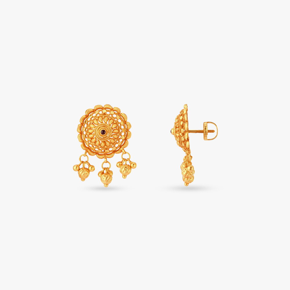 Beaded Blossom Gold Drop Earrings,,hi-res image number null