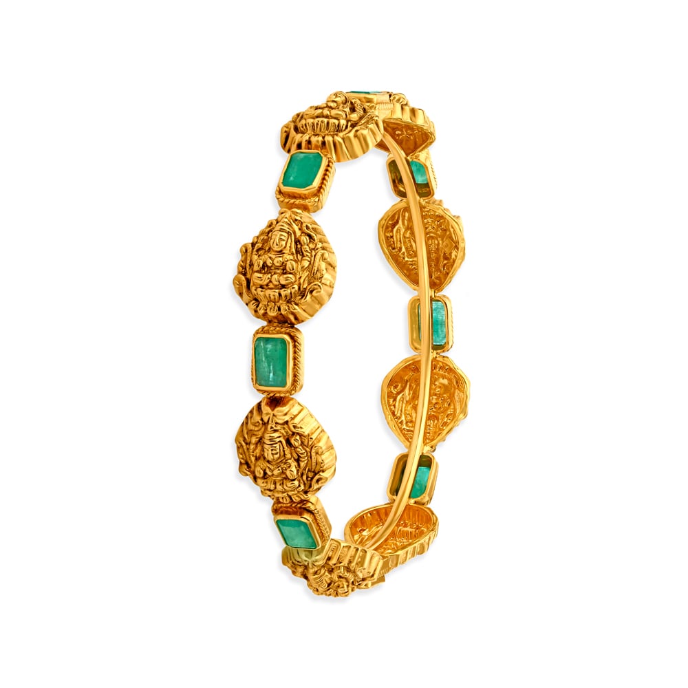 Breathtaking Emerald Gold Bangle,,hi-res image number null