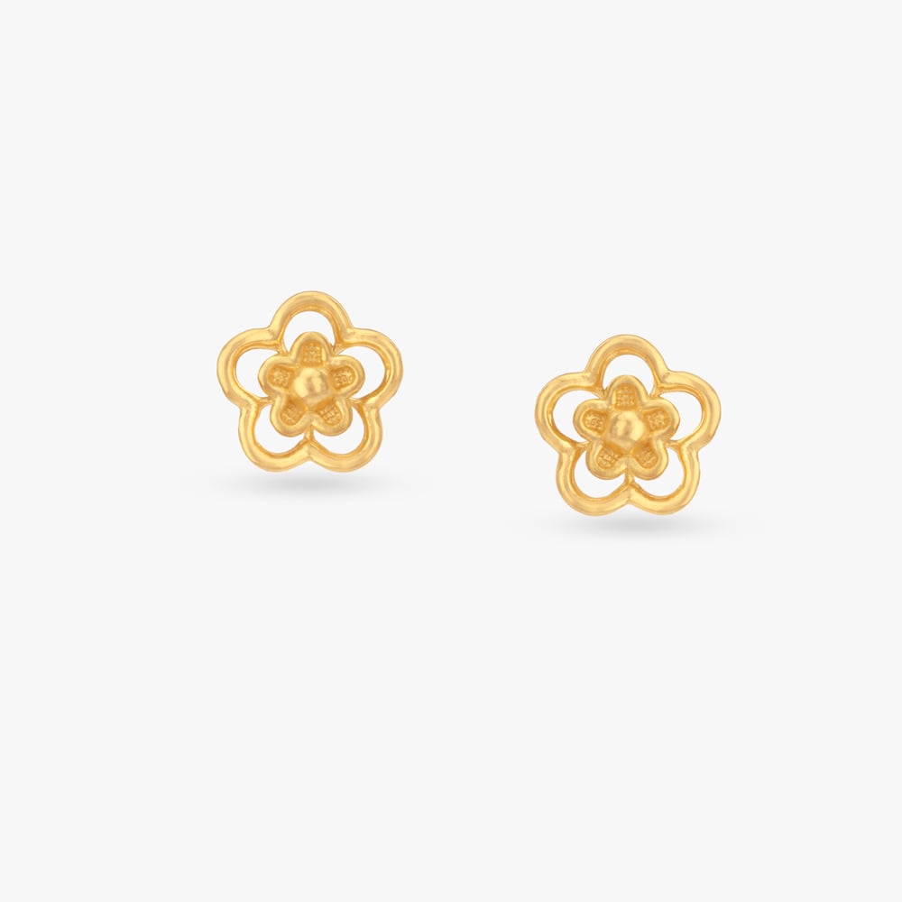 Mini Floral Gold Stud Earrings for Kids,,hi-res image number null