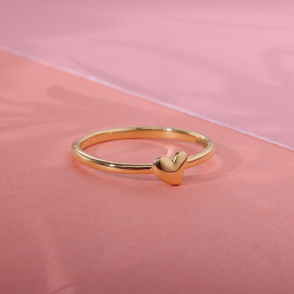 14KT Yellow Gold Heart-Shaped Finger Ring,,hi-res image number null