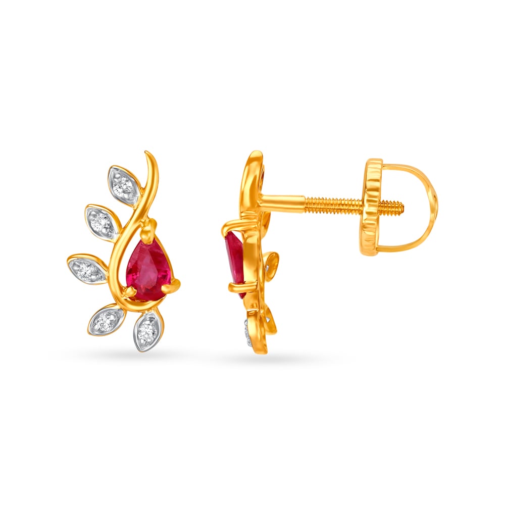 Contemporary Diamond and Coloured Stone Stud Earrings,,hi-res image number null