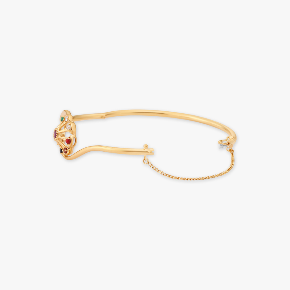 Floral Navratna Diamond Bangle,,hi-res image number null