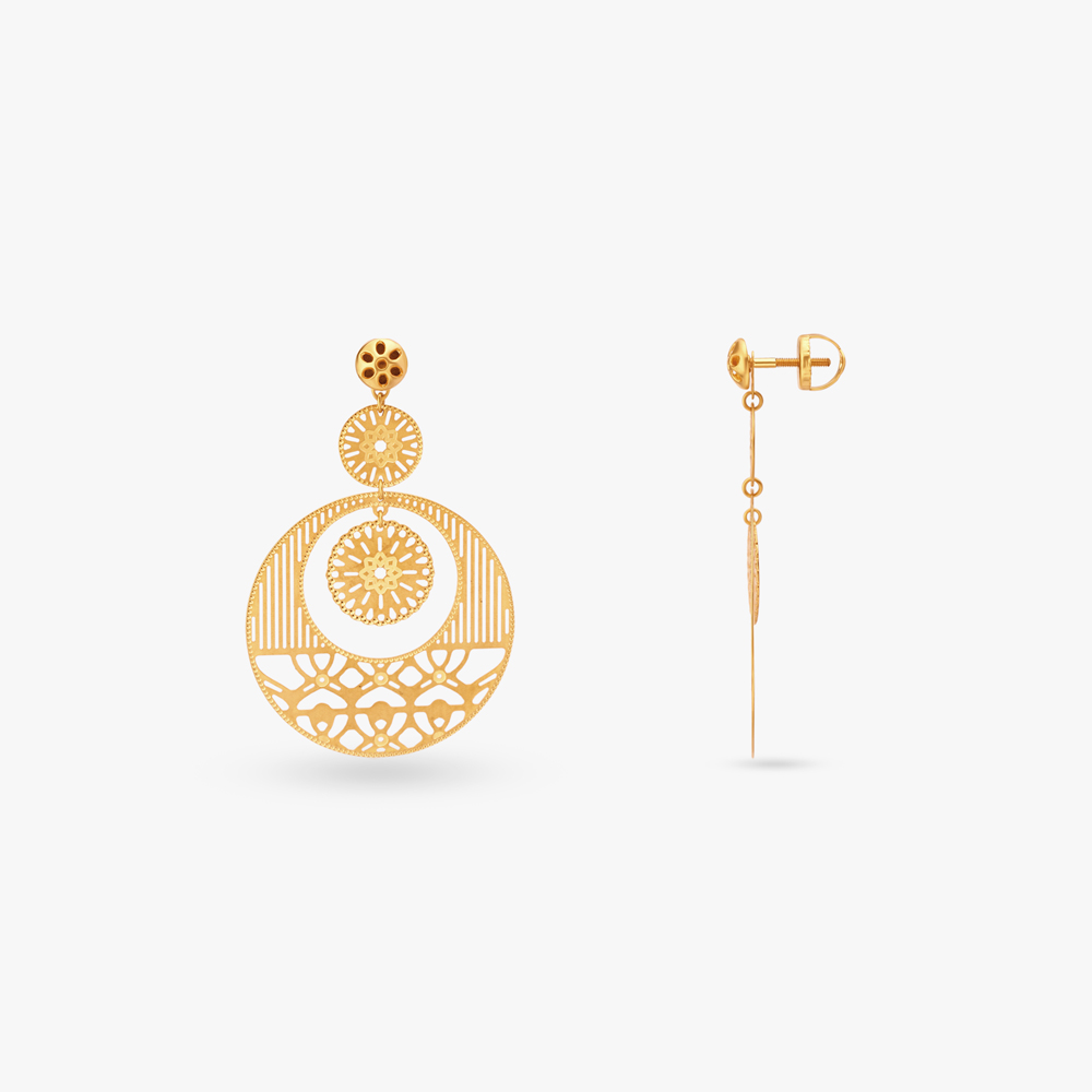 Geometric Gold Drop Earrings,,hi-res image number null