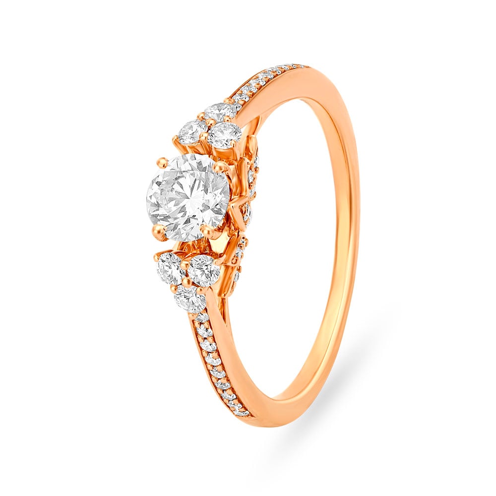 Elegant Solitaire Look Rose Gold and Diamond Ring