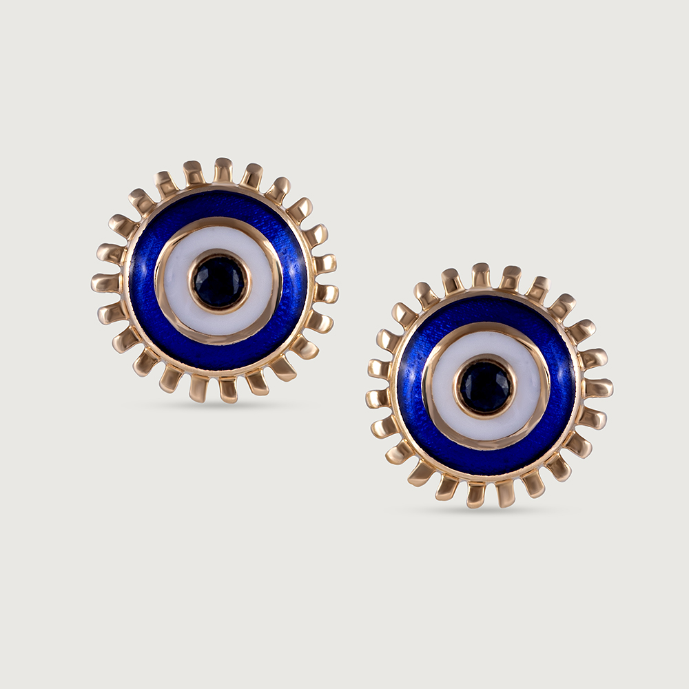 Starlight Evil Eye Gold Stud Earrings,,hi-res image number null