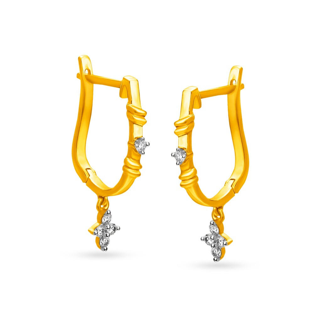 Eclectic Minimal Diamond Hoop Earrings,,hi-res image number null
