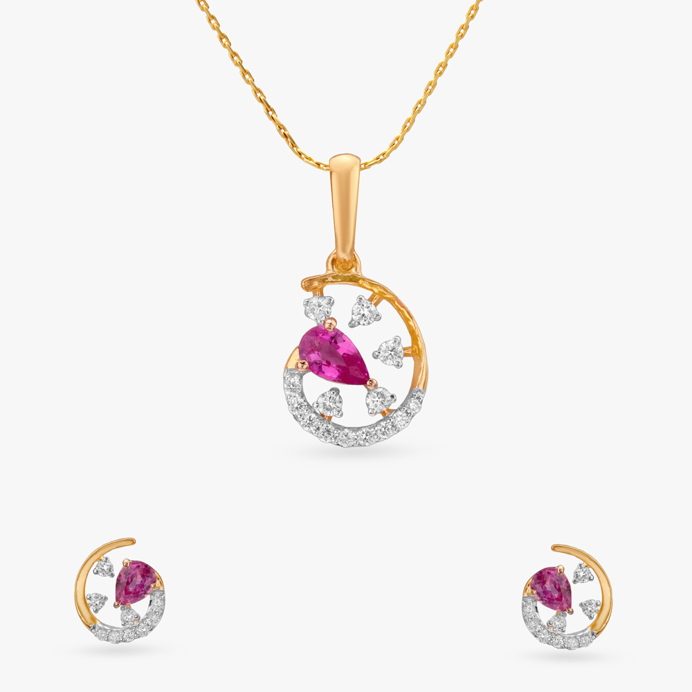 Playful Orbit Diamond Pendant and Earrings Set,,hi-res image number null
