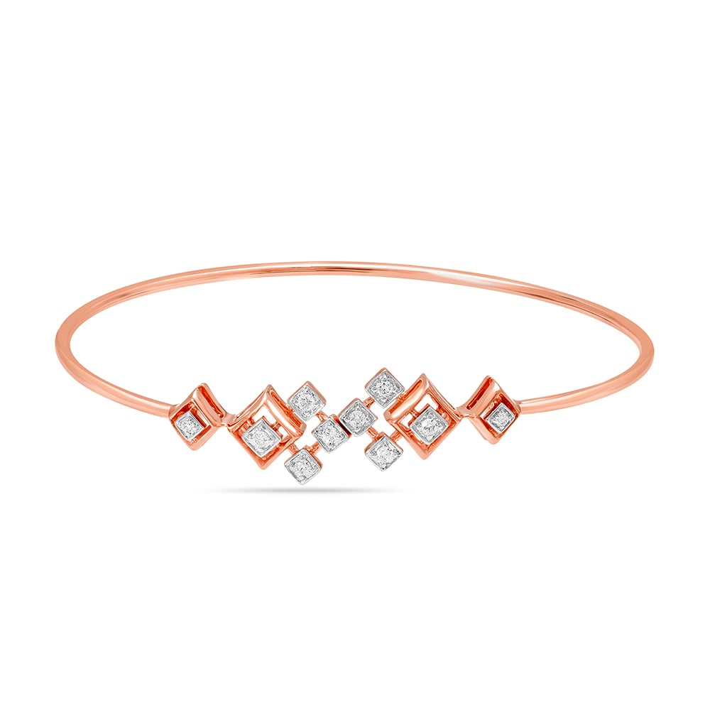 14KT Rose Gold Sparkling Geometric Diamond Bangle,,hi-res image number null