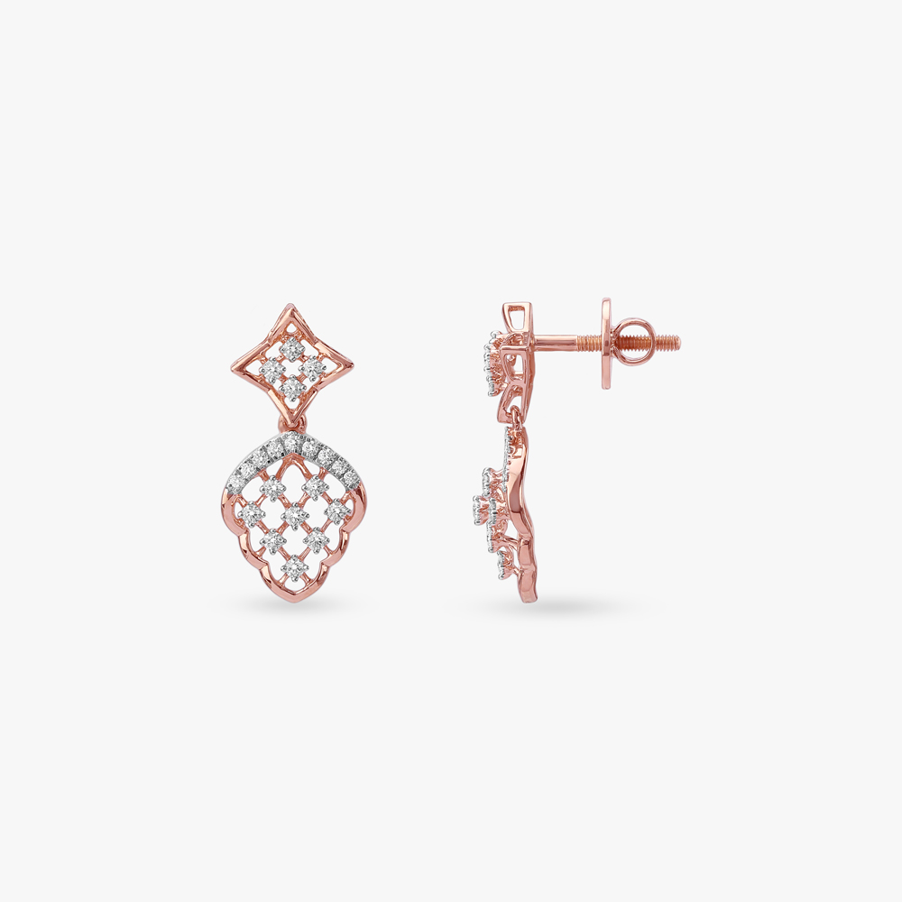 Chic Lattice Diamond Drop Earrings,,hi-res image number null