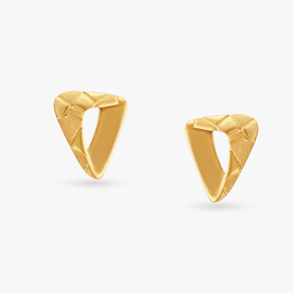 Triangular Gold Pendant and Earrings Set,,hi-res image number null