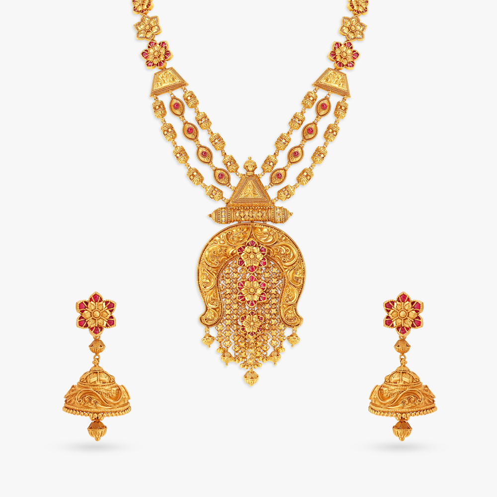 Exquisite Necklace Set with Nakashi Work,,hi-res image number null
