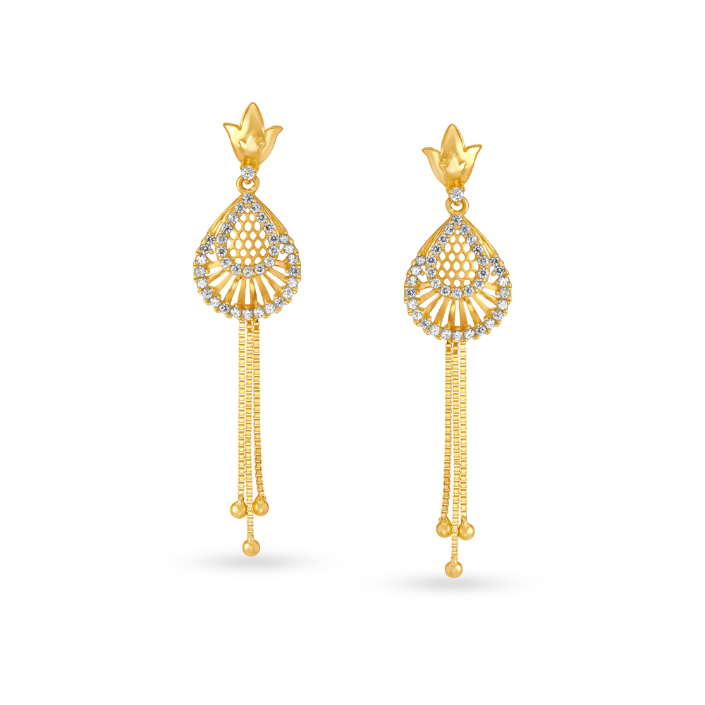 Graceful Gold Drop Earrings,,hi-res image number null