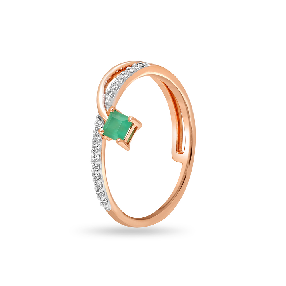 14KT Rose Gold Enchanted Dream Green Onyx Finger Ring,,hi-res image number null
