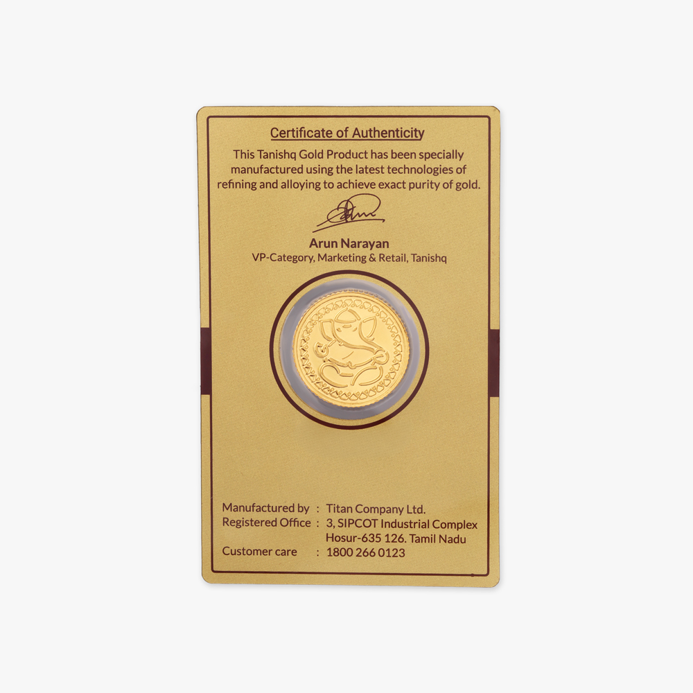 10 gram 24 Karat Gold Coin with Ganesha Motif,,hi-res image number null