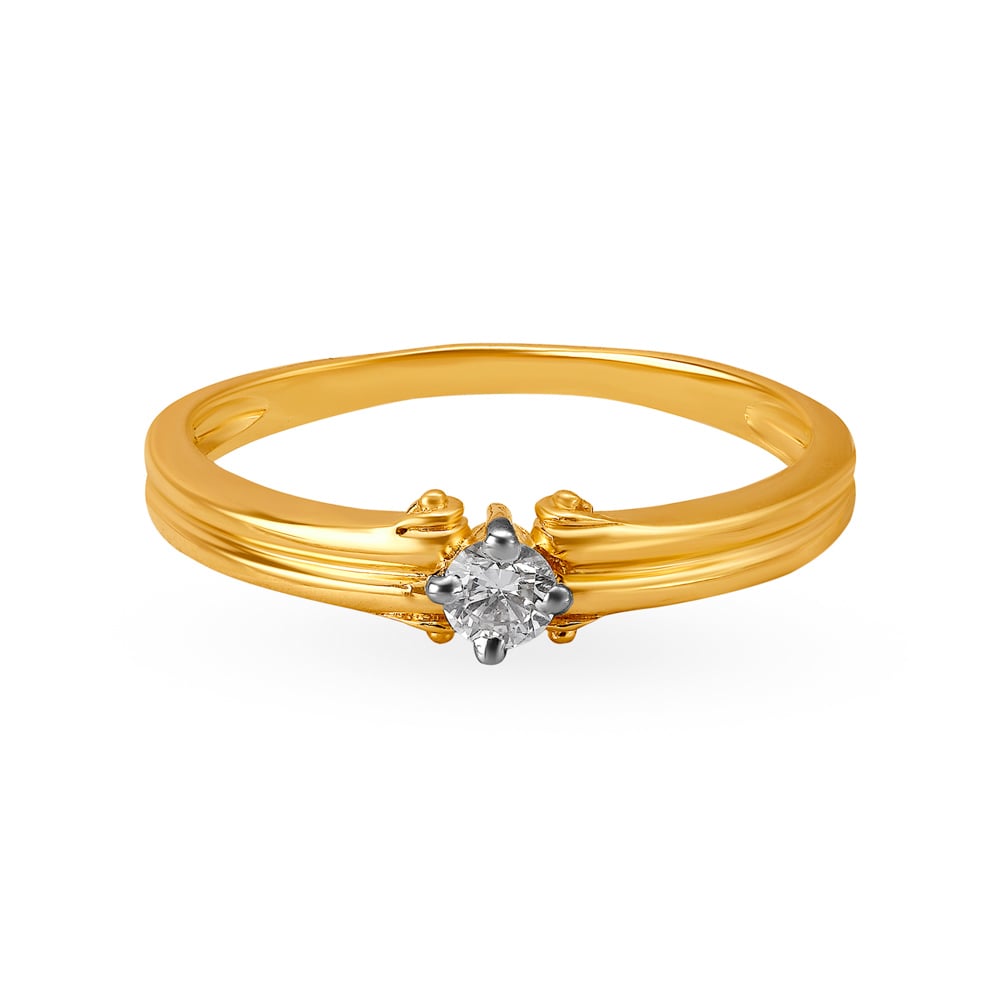 Ridged Single Stone Diamond Ring,,hi-res image number null