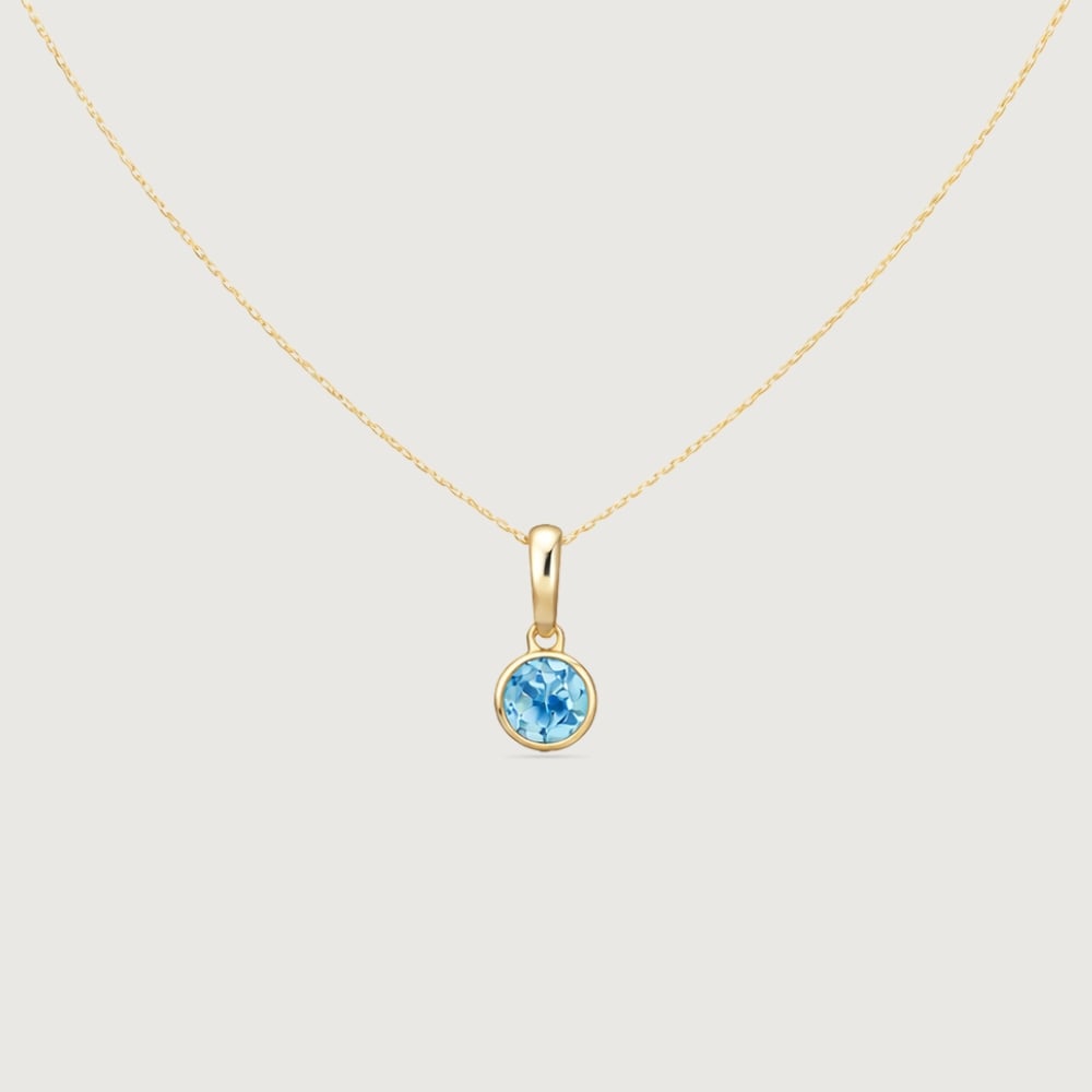 Clean Contemporary Blue Topaz Gold Pendant,,hi-res image number null