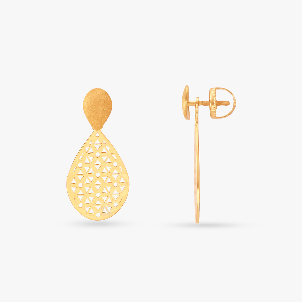Teardrop Jali Drop Earrings,,hi-res image number null
