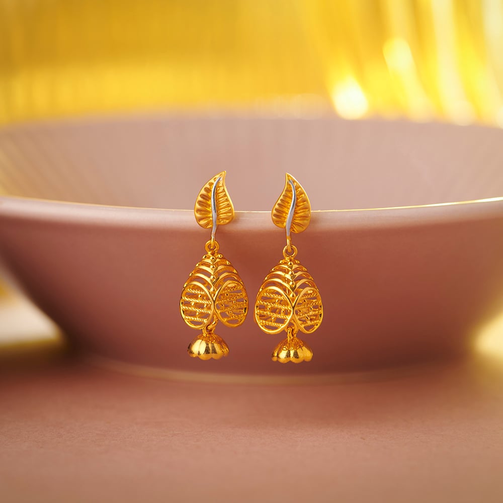 Tanishq pure gold 22kt lightweight hoop earrings with weight & price|  tanishq hoop earrings - YouTube