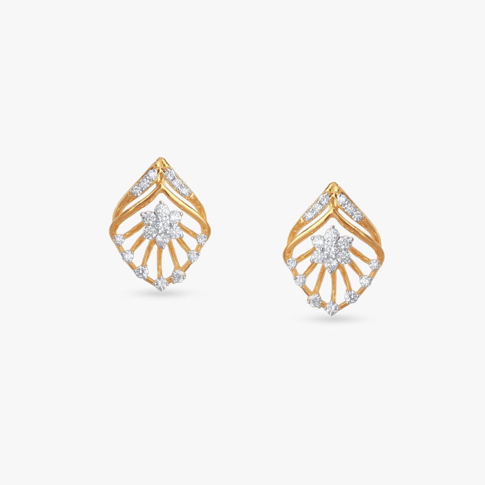 Elegant Petal Diamond Stud Earrings,,hi-res image number null