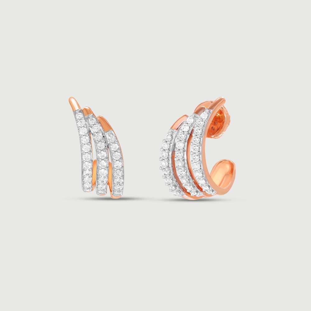 Gleaming Streak Diamond Hoop Earrings,,hi-res image number null