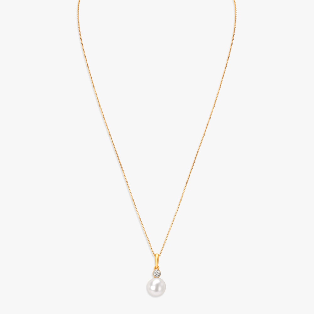 Enticing Pearl and Diamond Pendant with Chain,,hi-res image number null