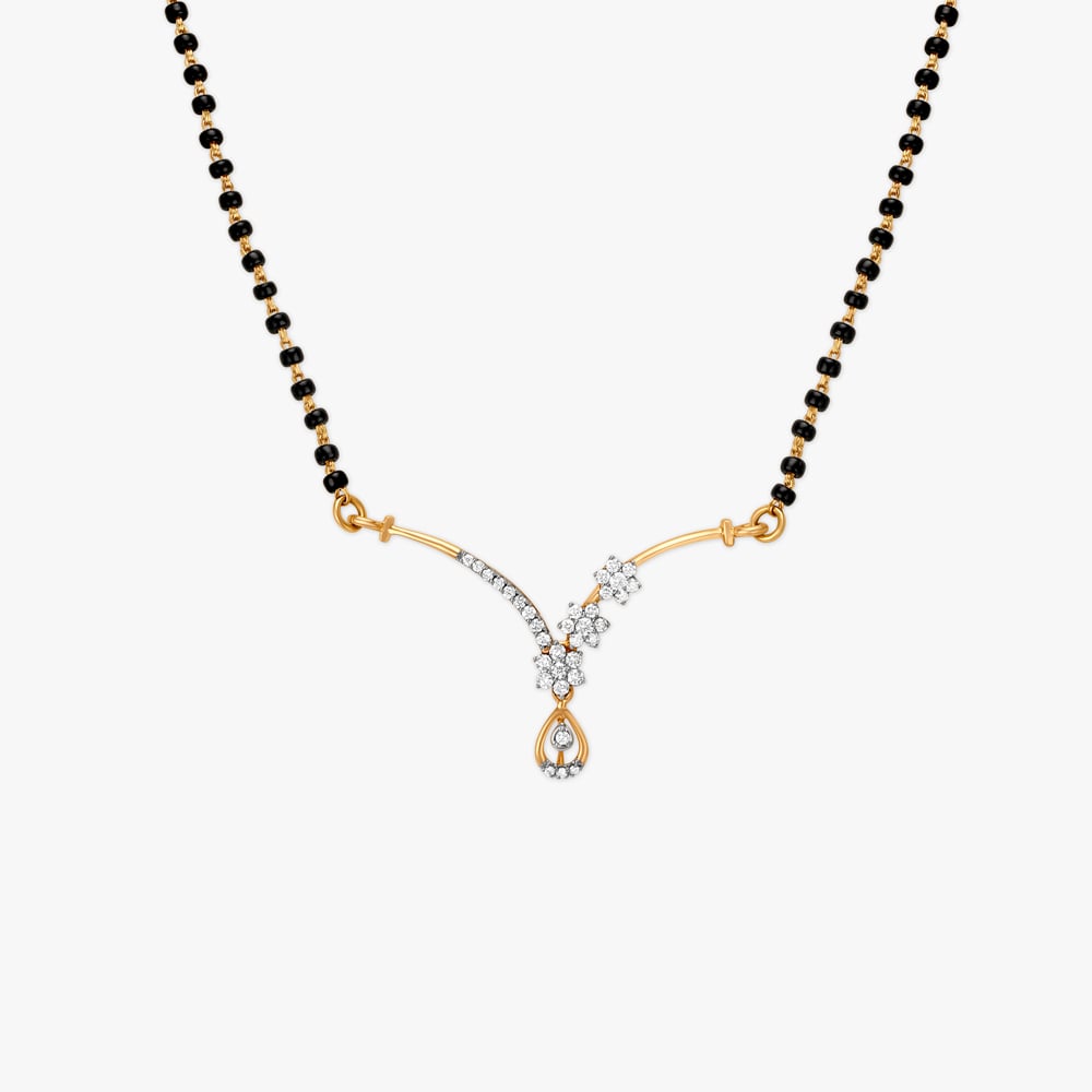 Dainty Floral Diamond Mangalsutra,,hi-res image number null