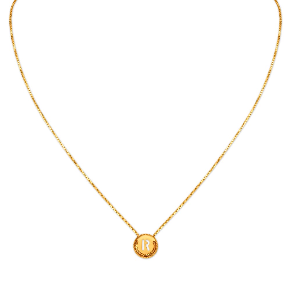 Letter R Gold Pendant with Chain For Kids,,hi-res image number null
