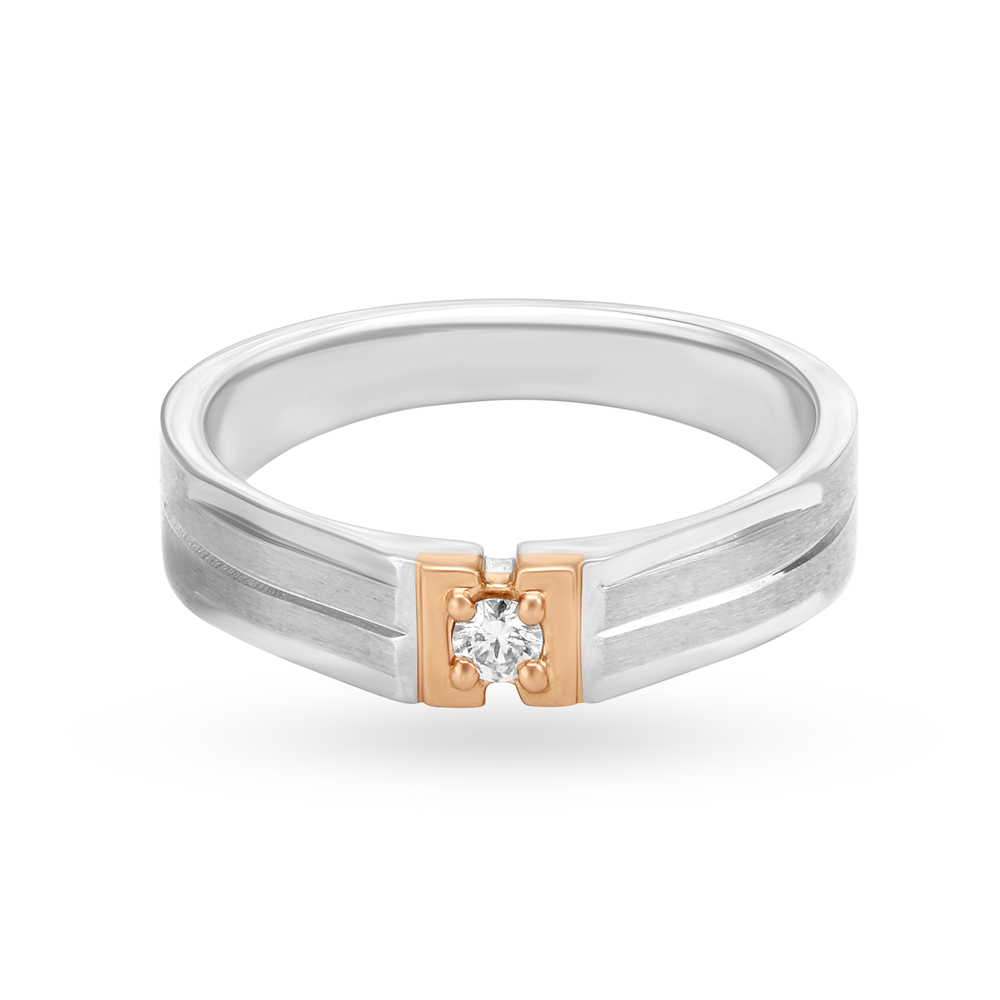 Lavish 950 Pure Platinum And Rose Gold And Diamond Finger Ring,,hi-res image number null