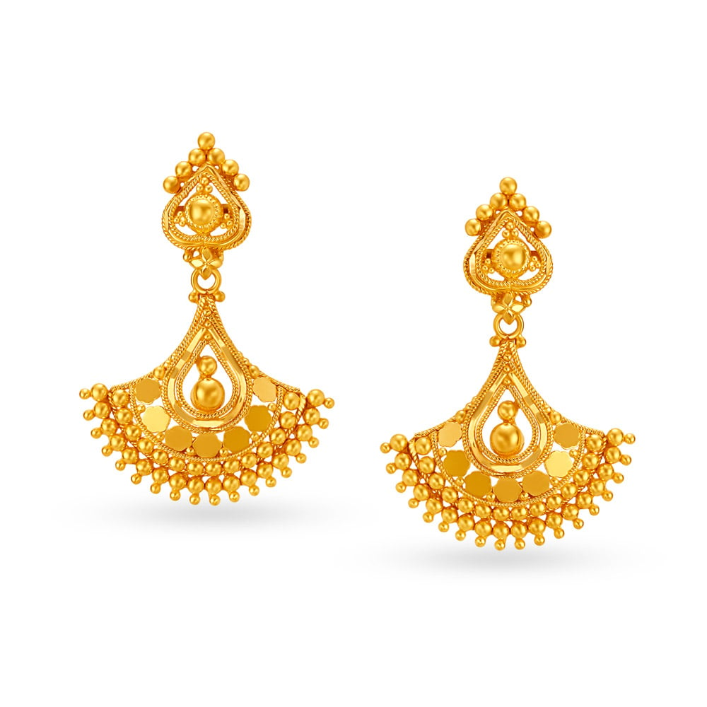 Traditional 22 Karat Yellow Gold Triangular Drops