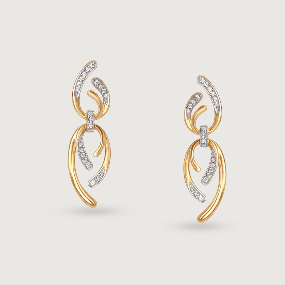 Allure Link 14 Kt Gold & Diamond Drop Earrings,,hi-res image number null