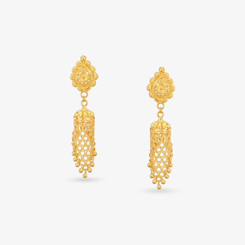 

Antique Mesh Gold Jhumka Earrings