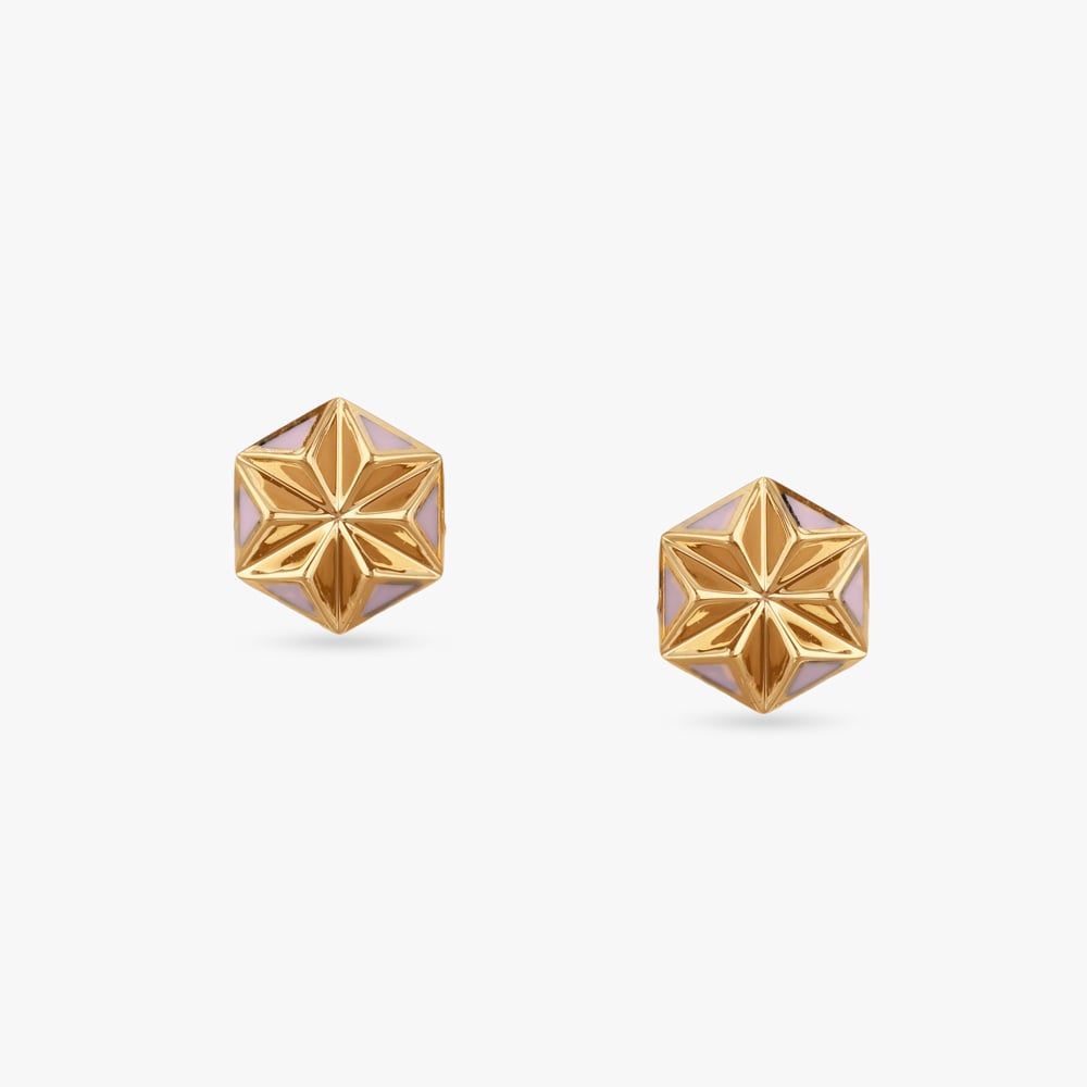 

Hexa Blossom Gold Stud Earrings