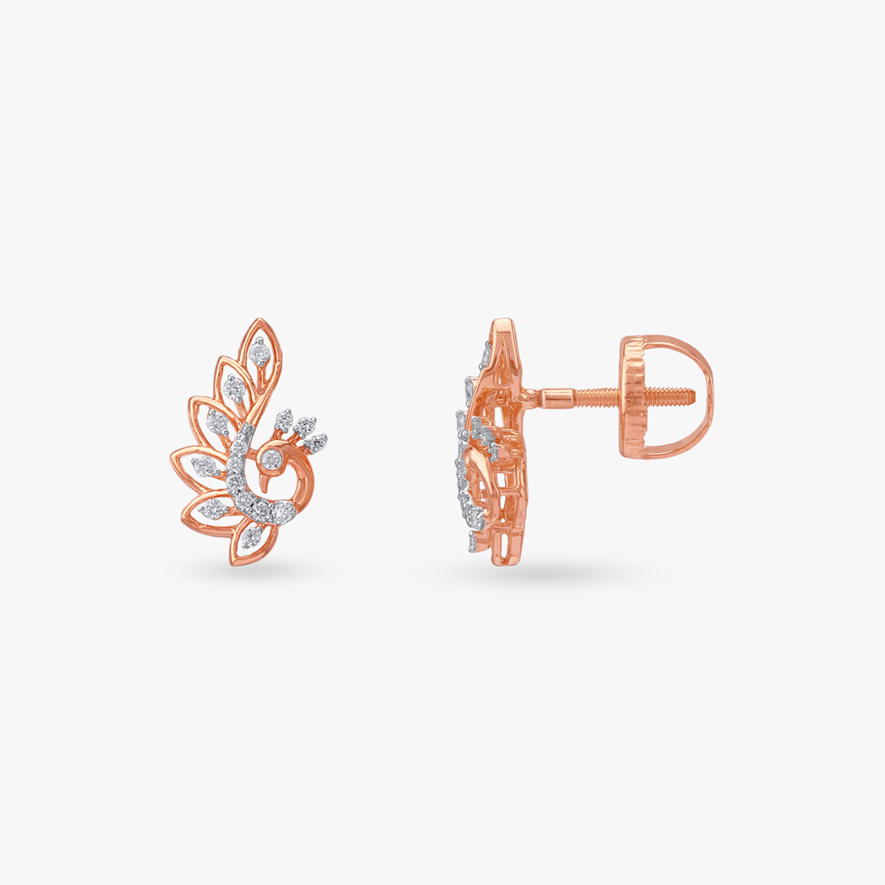 Floral Peacock Diamond Pendant and Earrings Set,,hi-res image number null