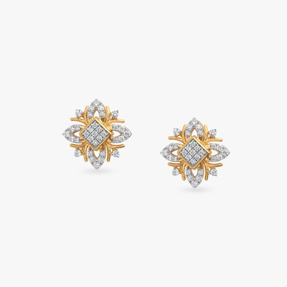 Regal Bloom Diamond Stud Earrings,,hi-res image number null