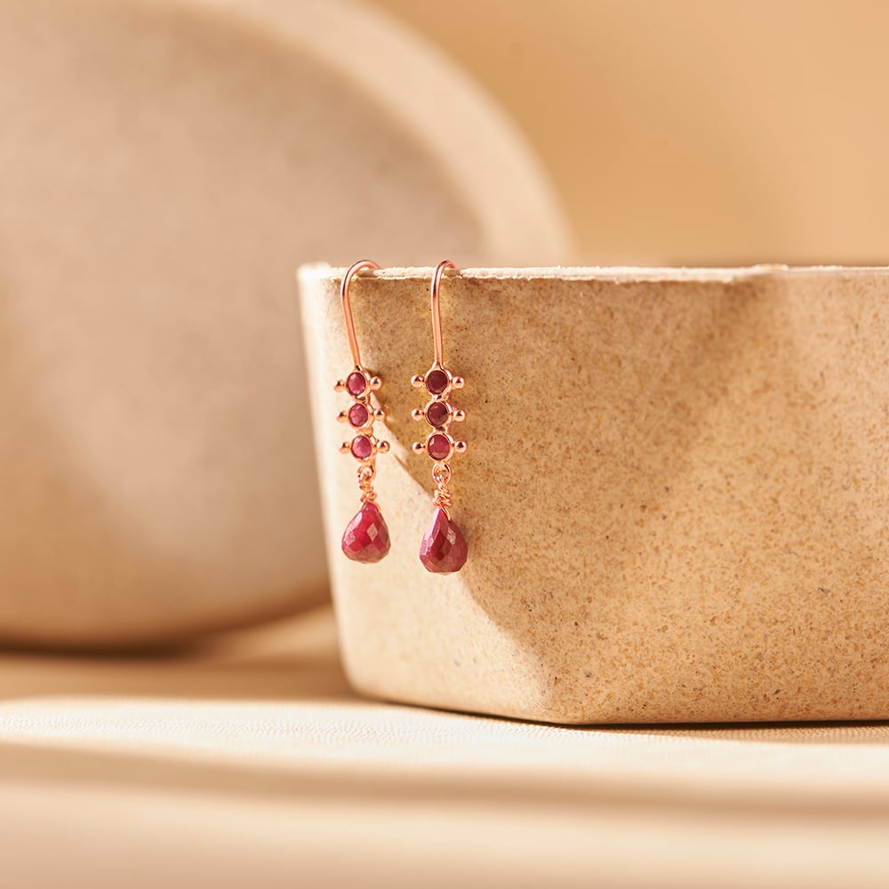 Impressive 22 Karat Yellow Gold Ruby Studded Hoop Earrings,,hi-res image number null