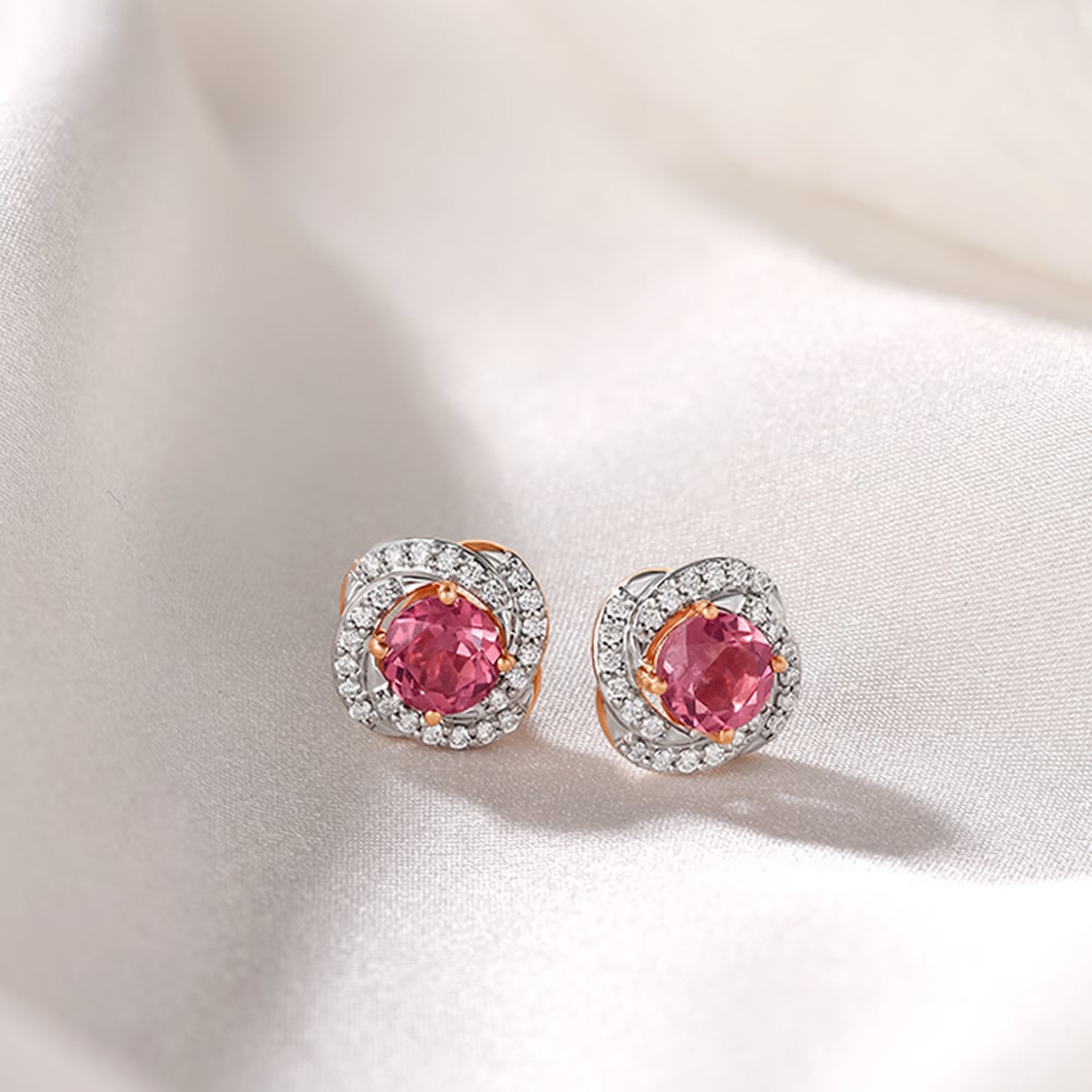 Pink Sunshine Diamond Stud Earrings,,hi-res image number null