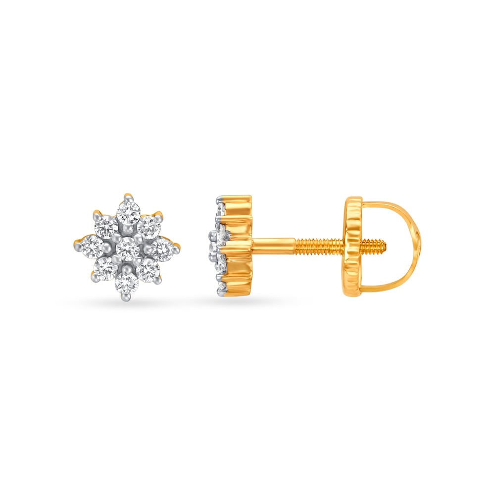 Snazzy Diamond Floral Stud Earrings,,hi-res image number null