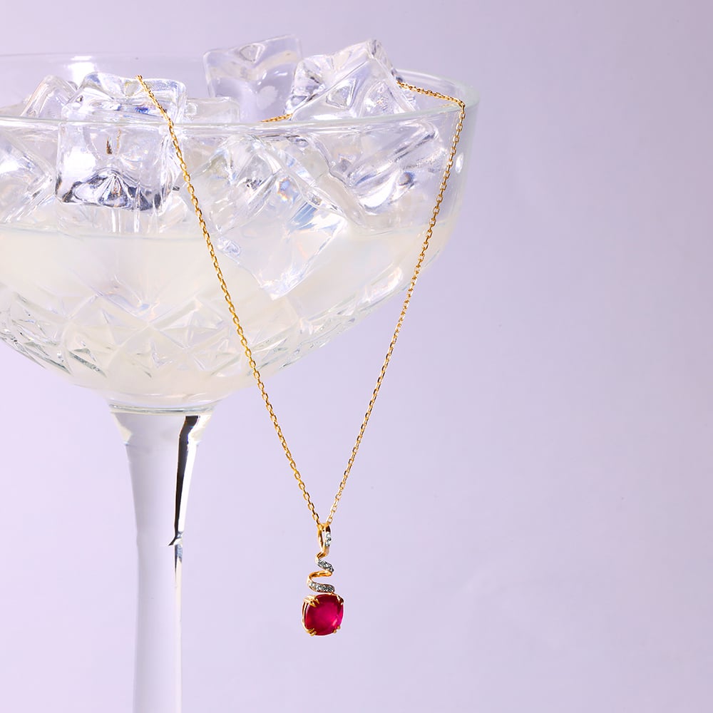 Classically Chic 14KT Ruby & Diamond Pendant,,hi-res image number null