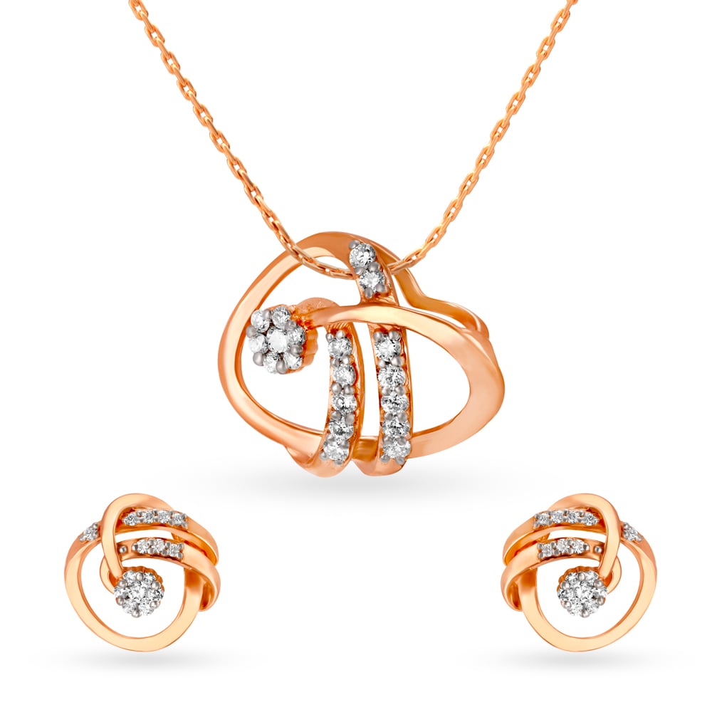 Swirl Symphony Diamond Pendant and Earrings Set,,hi-res image number null