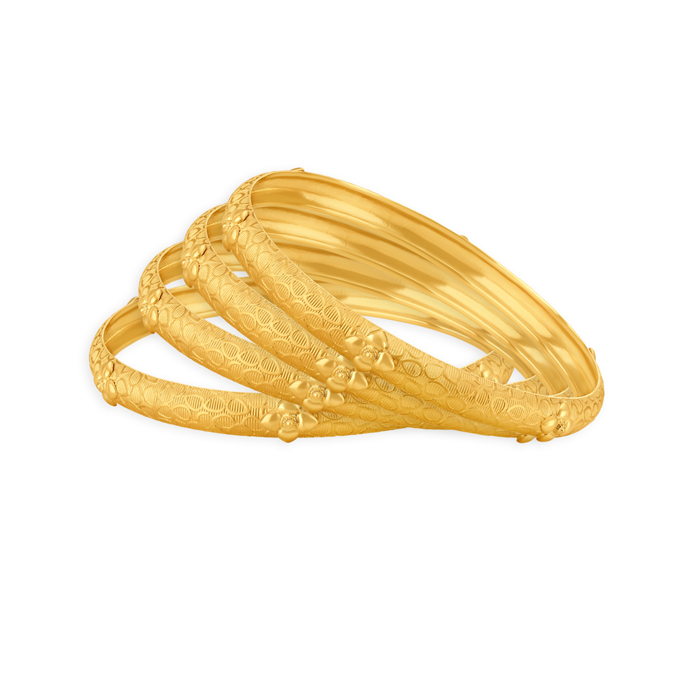 Grand Textured Floral Gold Bangle