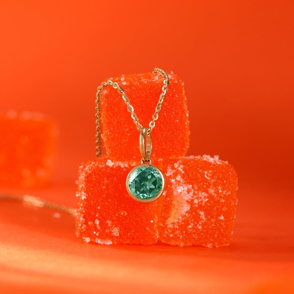 Sleek Contemporary Emerald Gold Pendant,,hi-res image number null