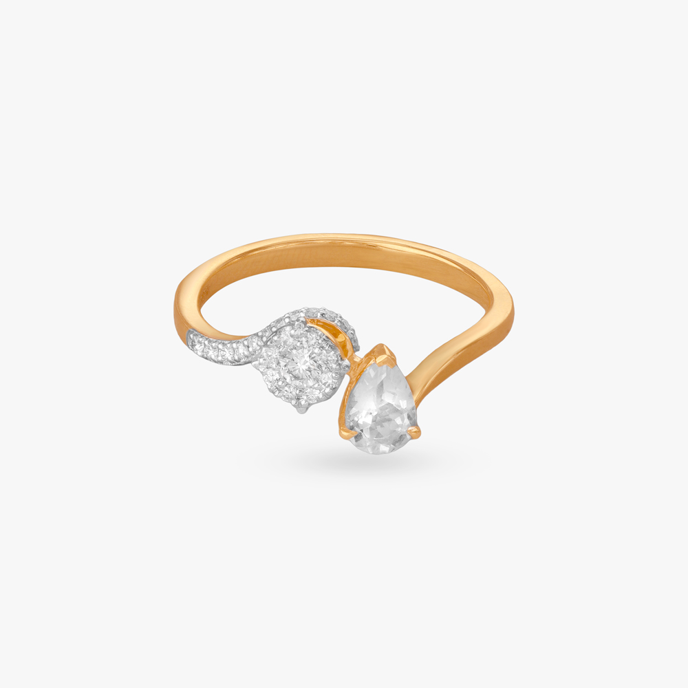 Gleaming Twin Diamond Finger Ring,,hi-res image number null