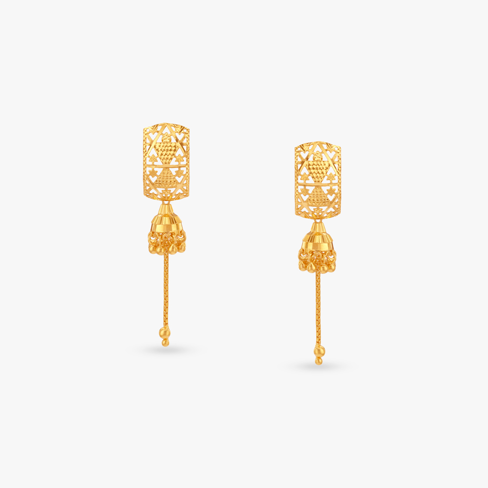Cascading Bell Gold Drop Earrings,,hi-res image number null