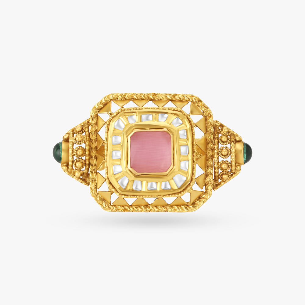 Mesmerizing Gajri With Chandak Work Finger Ring,,hi-res image number null