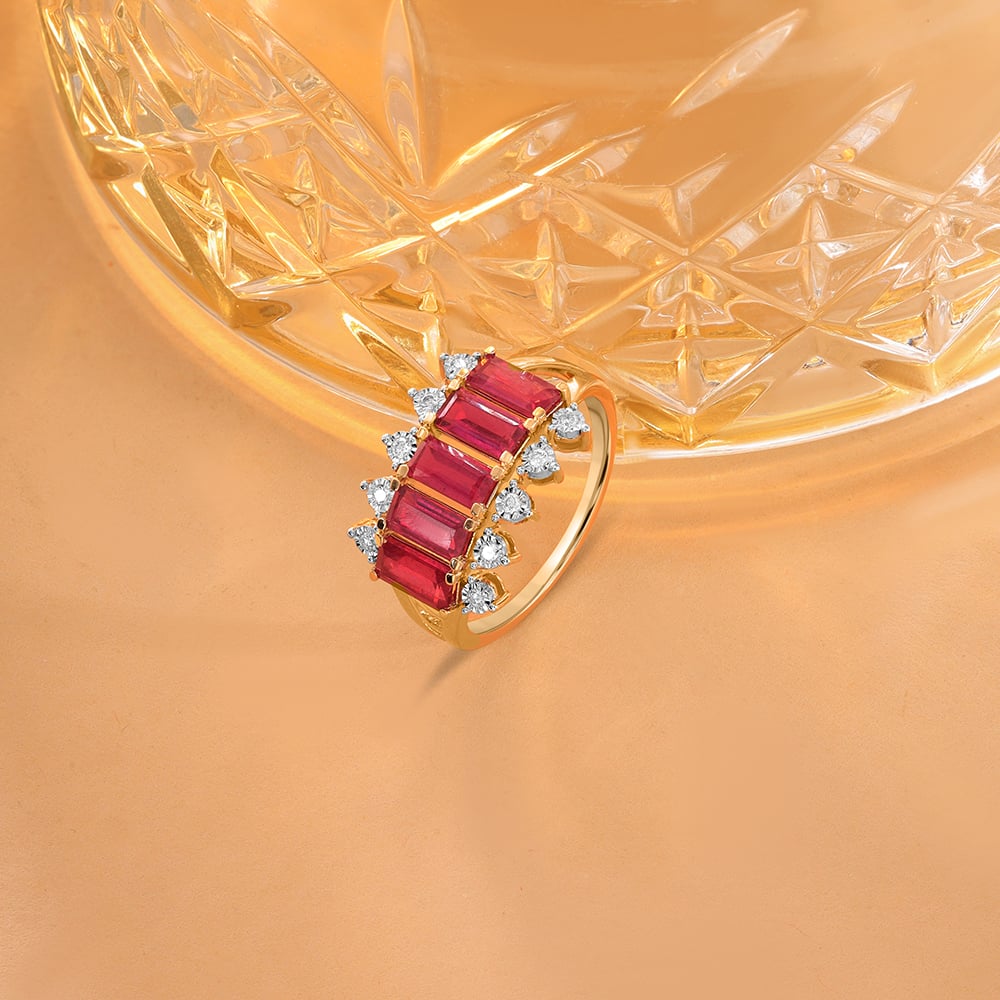 Scarlet Soire 14KT Diamond & Ruby Finger Ring,,hi-res image number null