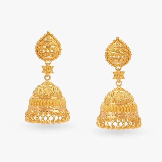 Royal Arch Gold Jhumka Earrings,,hi-res image number null
